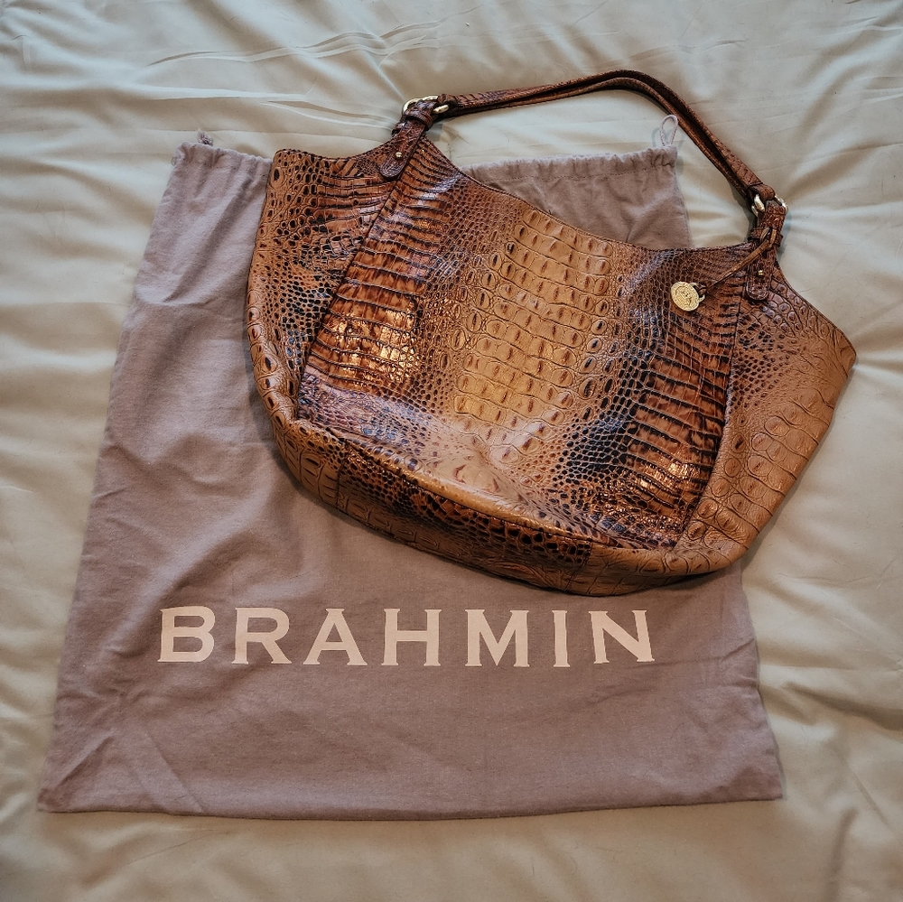 Brahmin Aliza Brown Croc Tote